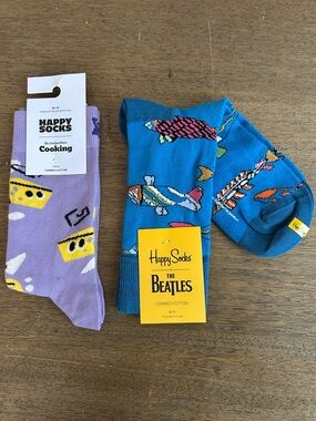 Happy Socks Men’s Blue The Beatles Novelty Crew Socks. Set of Two. New With Tags